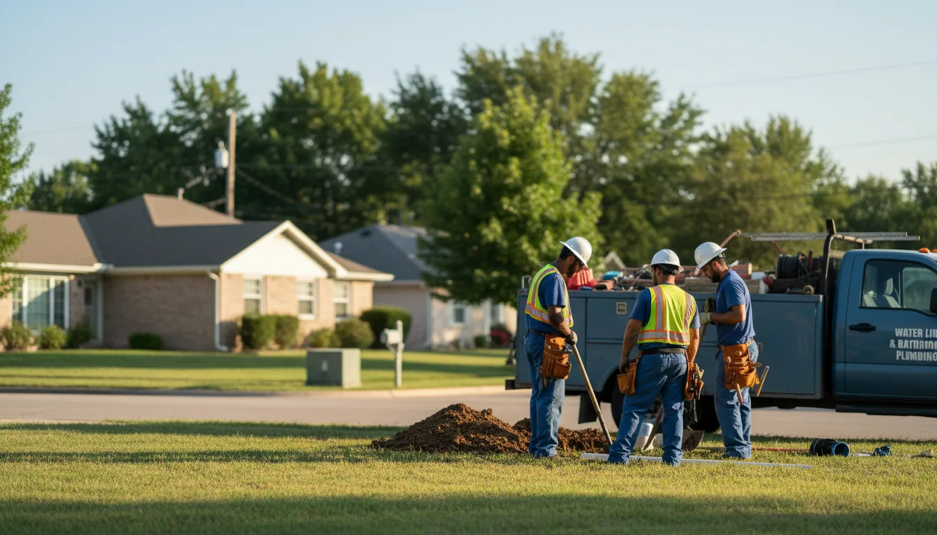 Residential water line and bathroom plumbing service in Tioga, TX